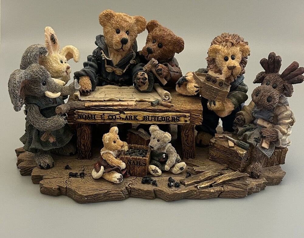 1996 Boyds Bears Friends Noah And Co Ark Builders Large Figurine #4900